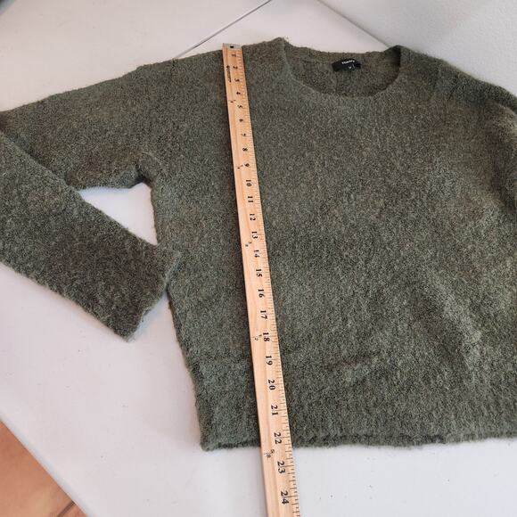 Theory Green Pullover Soft Scruffy Sweater Women's Medium Merino Wool Camel Hair - Picture 9 of 10